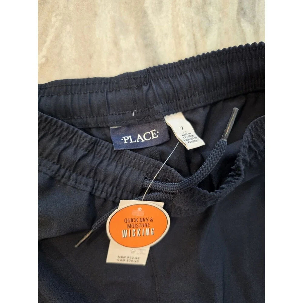 PLACE Girls' Quick Dry Moisture Wicking Jogger Pants – Navy Blue, Size...